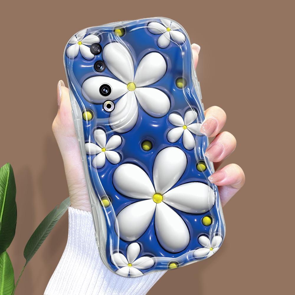 Cute Cartoon Pattern Cream Texture Casing Wavy Edge Soft Silicone Cover Phone Case for Huawei Honor Infinix Tecno iPhone