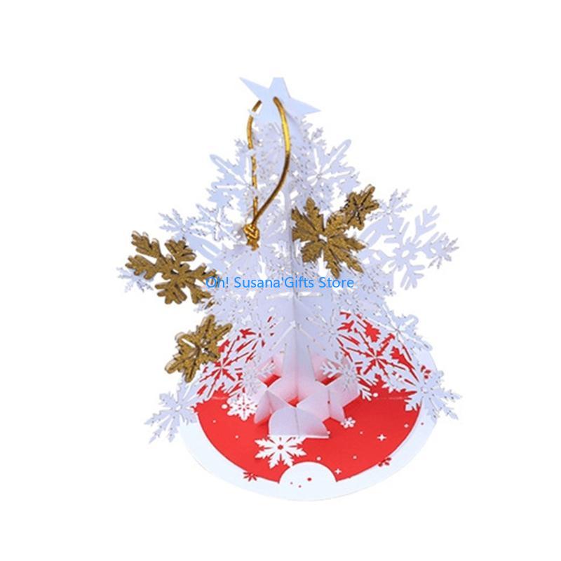

090D Winter Holiday Snowflake Tree Card 3D Popup Christmas Greeting Cards for New Year Handmade Holiday Message Card Postcard China Mainland