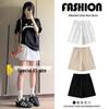 Petite Women's Casual White Cotton Linen Cargo Shorts - Summer 2024 Wide-Leg Five-Point Sports Pants