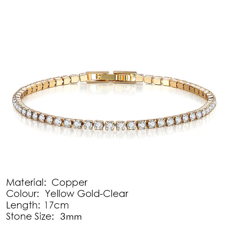 Women's Gold-Plated Zircon Tennis Bracelet - Full Diamond Design, Model S5650