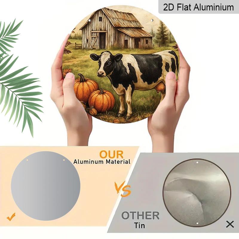 2D Flat 1pc, 8x8 In, 1pc Farmhouse Metal Wall Decor - Aluminum Metal Decorative Signs & Plaques - Vintage Agricultural Sign for Home, Garage, Garden