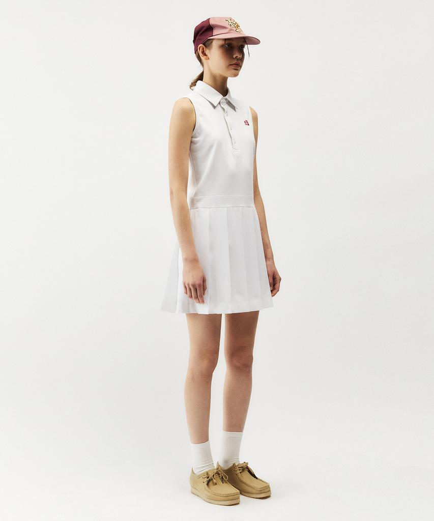 Mayol Logo Embroidered Pleated Dress_White
