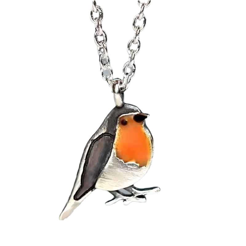 European & American Retro Bird Branch Jewelry Set: Drip Oil Earrings, Ring & Necklace