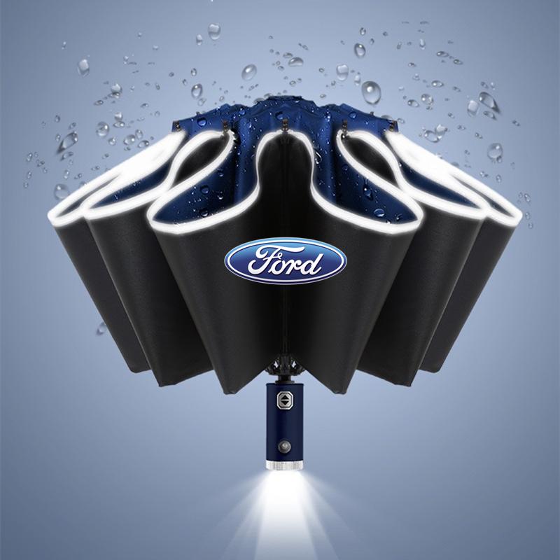 

Car Sticker Automatic Umbrella with LED Reflective Strip Rain Wind Umbrella For Ford ST Racing RS S Mustang Kuga Fiesta Fusion M