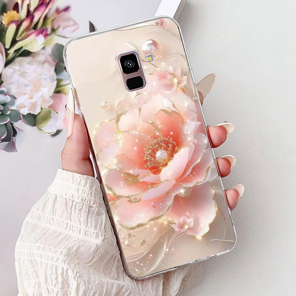 Phone Case For Samsung Galaxy A8+ (2018) SM-A730F / A8 (2018) SM-A530F Elegant Floral Butterfly Soft Silicone TPU Cases