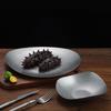 Irregular Shape Vintage Stainless Steel Meal Plate Anti-fall Unbreakable Dinner Plate Industrial Style Bone Dish Camping