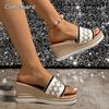 Fashion Bohemian Striped Braided Wedge Sandals Women Summer Thick Sole Outdoor Beach Slides Woman Plus Size 43 Fashion Platform Slippers