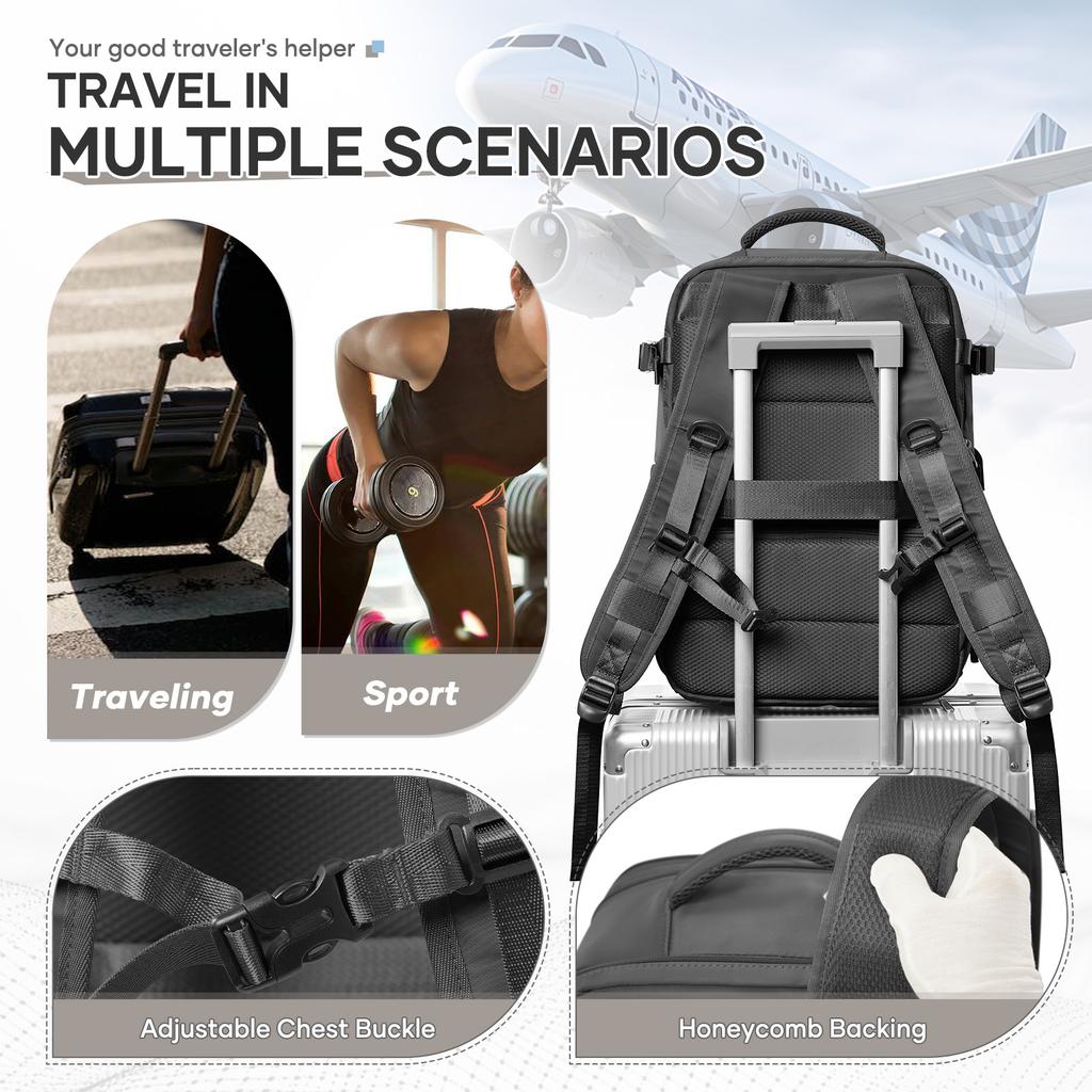 Cabin Airplane Travel Backpack with Air Vacuum Compression Large Laptop Bag Handbag for Women Men