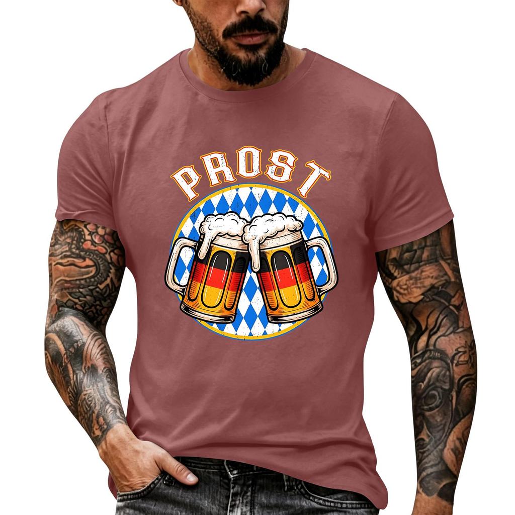 Men's Retro Festival Print Short Sleeve T-Shirt, Loose Fit Casual Summer Top