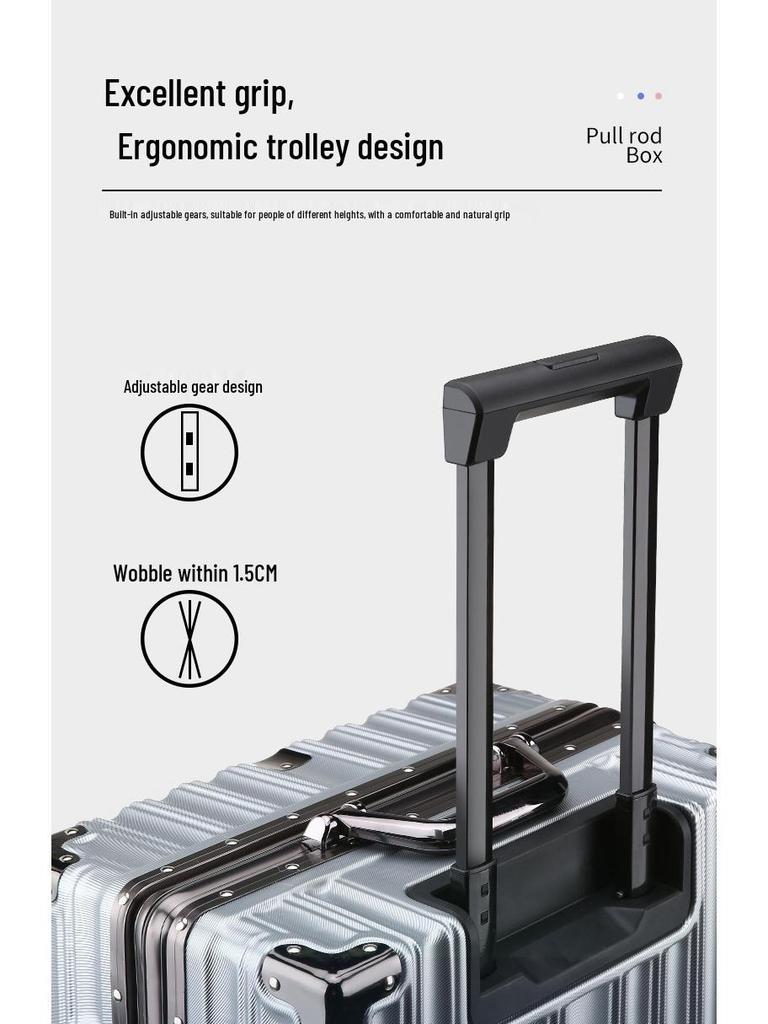 24-Inch Fashionable Aluminum Trolley Suitcase with Silent Wheels and Large Capacity for Women and Students