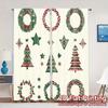 2pcs,Curtains Christmas Trees Wreaths Bows Stars (3) Popular Light Filtering Curtains Durable Polyester Curtains Versatile All