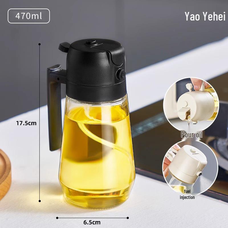 Two-in-One Glass Oil Spray & Pour Bottle - No Drip, Food Grade for Kitchen & Air Fryer