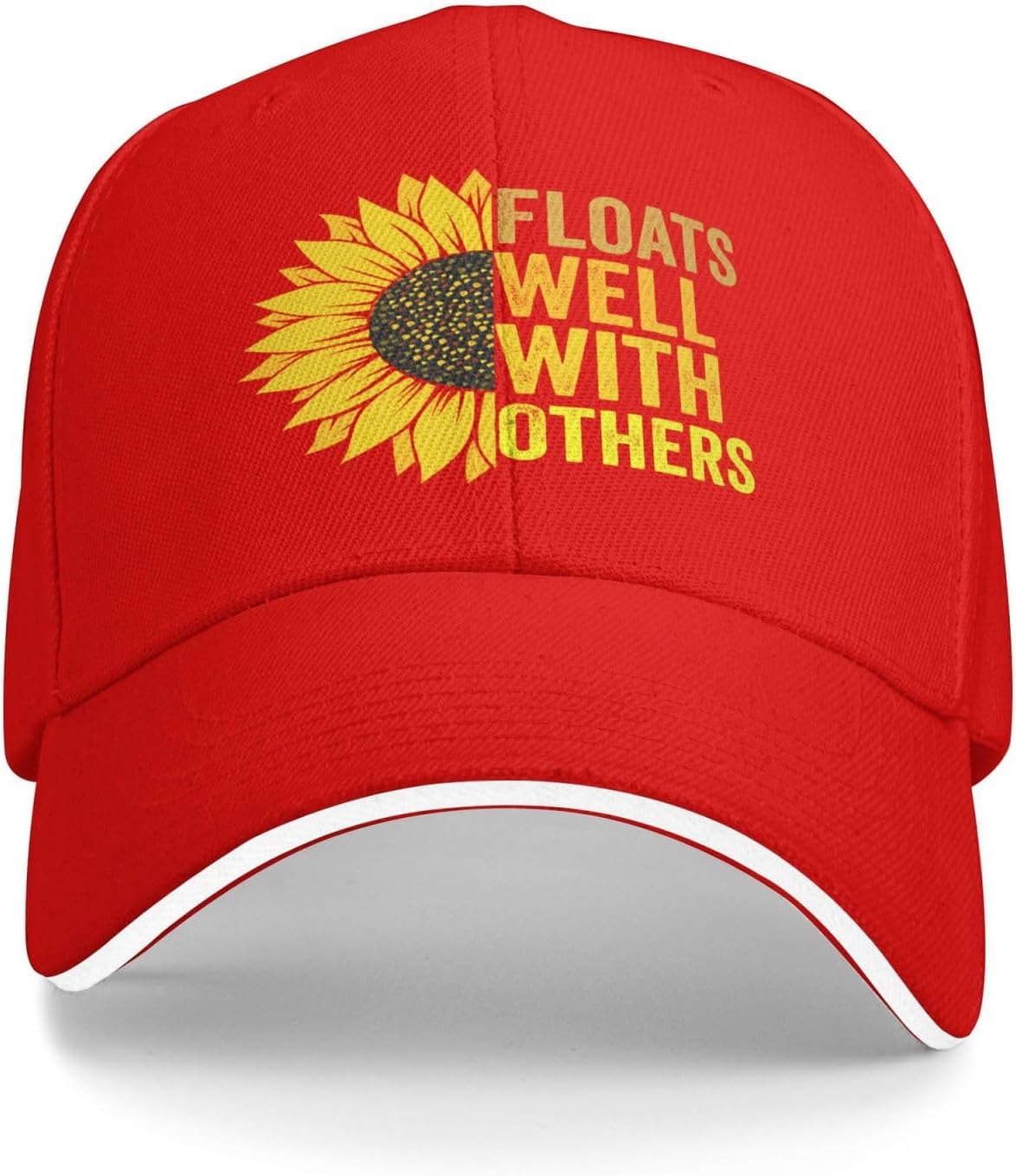 

Floats Well With Others Sunflower Trucker Hat Polyester Baseball Cap Unisex Outdoor Camping Adjustable Cap One Size