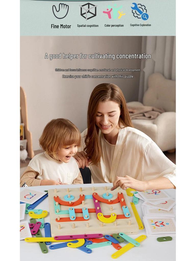 Montessori Shape-Changing Pegboard Puzzle for Kids