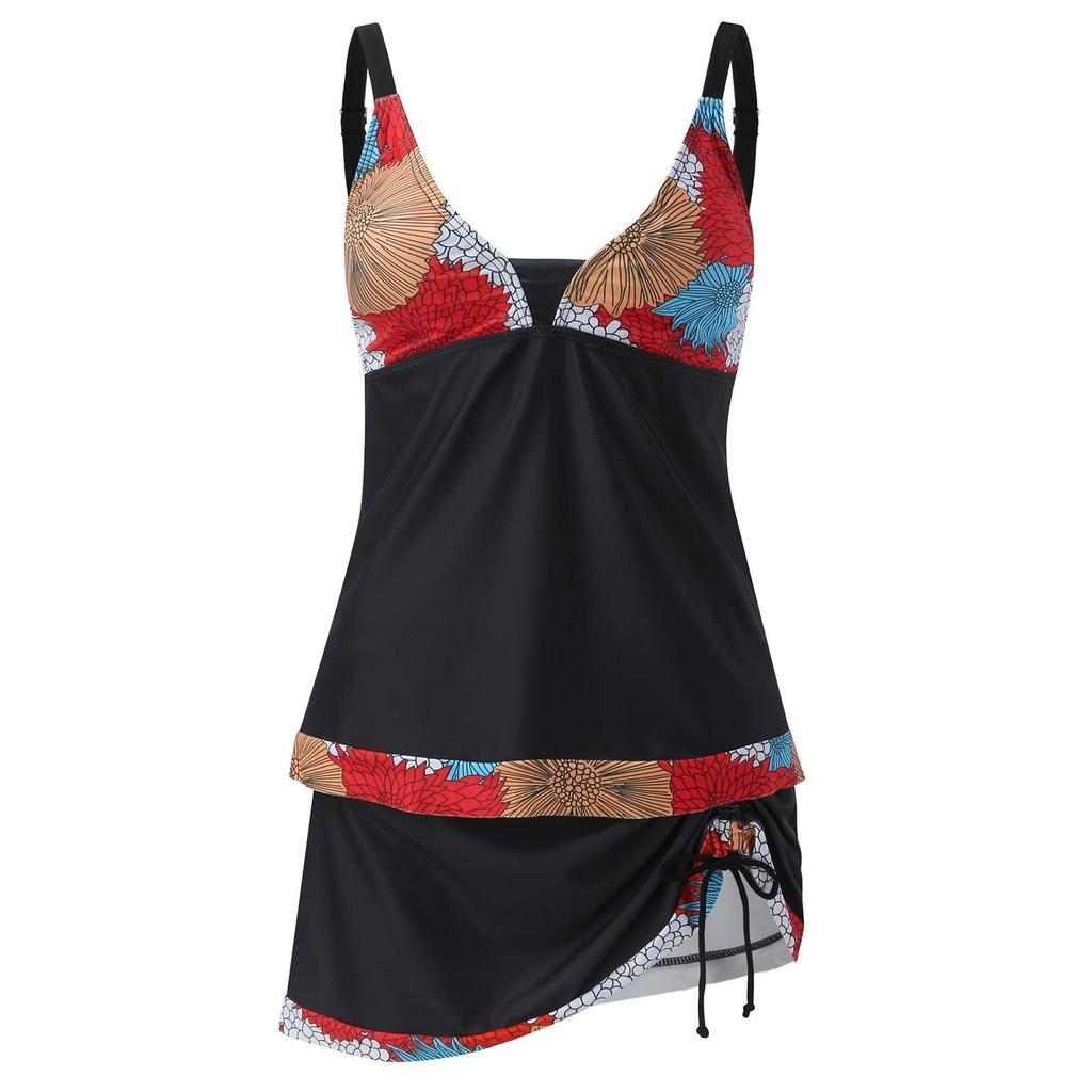 Damen-Badeanzug mit bedrucktem Panel, geteilt, flacher Winkel, großer Badeanzug