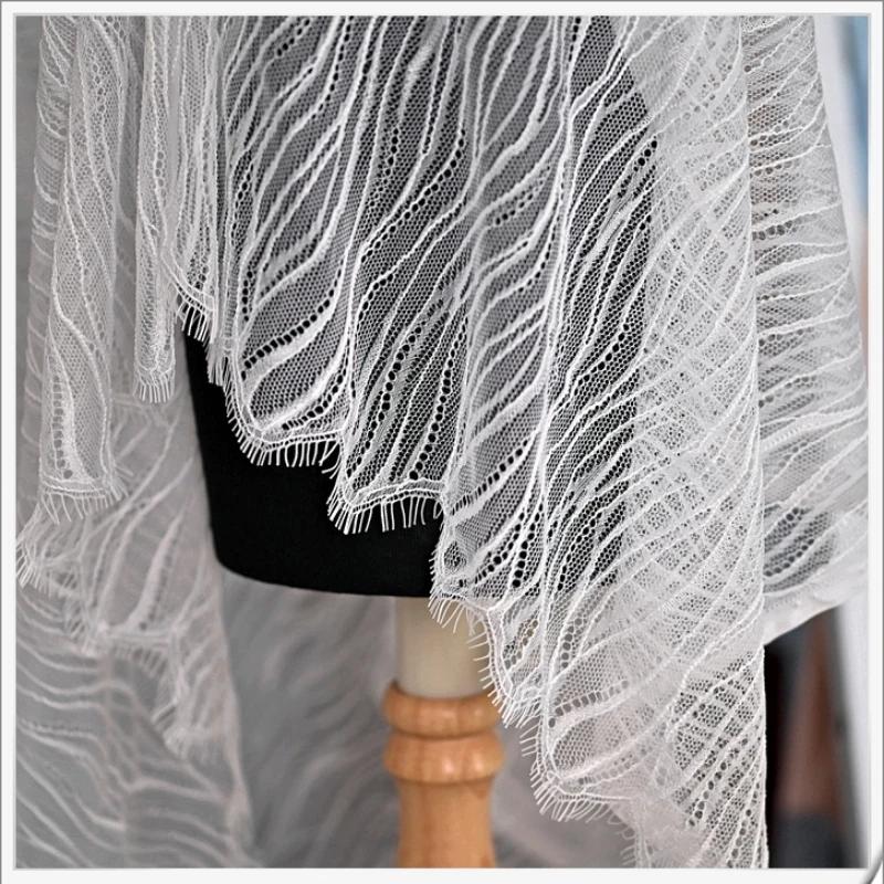 1.5x3Meters/Piece Wedding Lace Thin And Soft Wave Pattern Eyelash Lace Fabric DIY Sewing Handmade Wedding Dress Lace Material