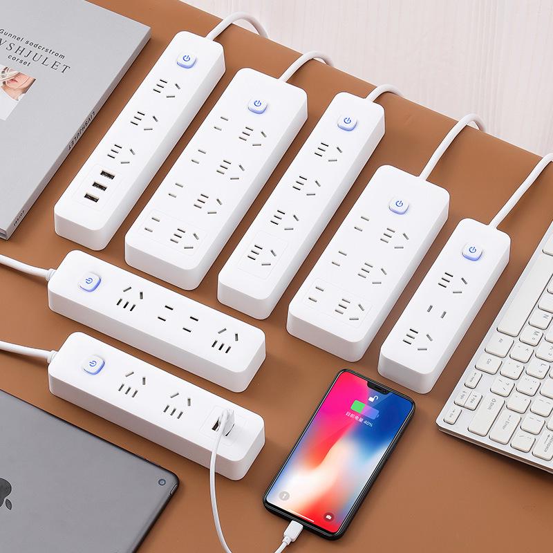 USB Socket Panel with Multi-Outlet Power Strip and Sub-Control