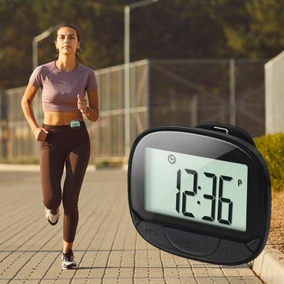 Clip-On Pedometer Step Counter Digital Display Simple Step Tracker Large Screen Multifunctional for Outdoor Sports