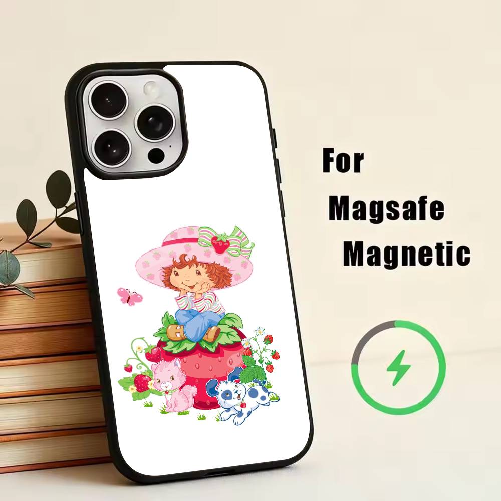 

Strawberry S-Shortcake-Girl Pink Phone Case For iPhone17,16,15,14,13,12,11 Plus,Pro Magnetic For Magsafe Wireless Charging iPhone13PROMAX