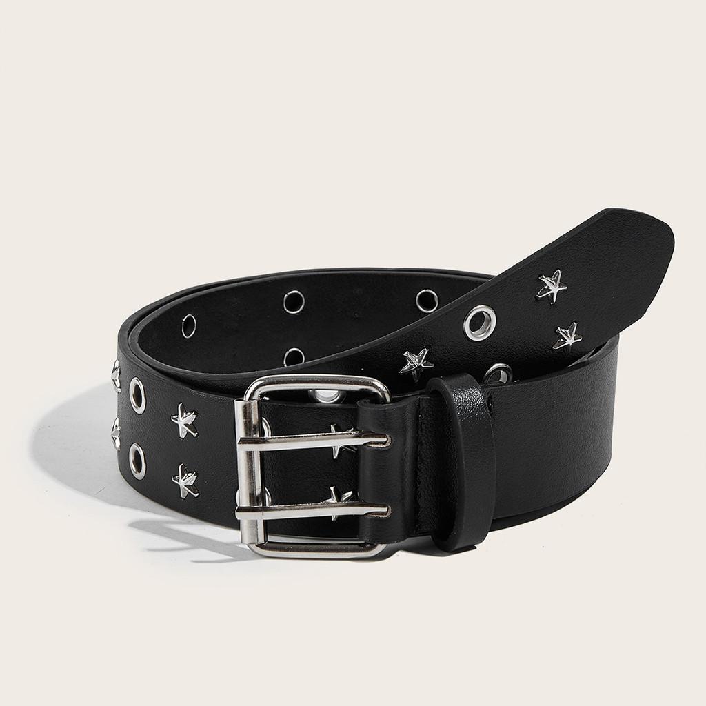 

Pu Leather Belt For Women With Irregular Star Pattern And Pin Buckle For Fashion Casual Wear
