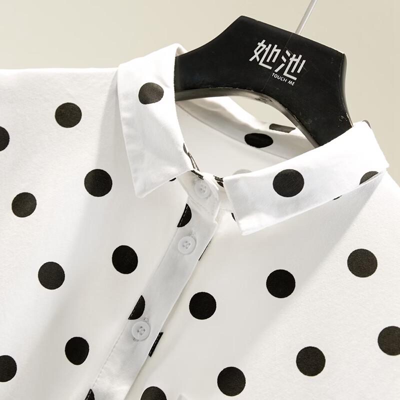 Women's Loose Fit Polka Dot Polo T-Shirt