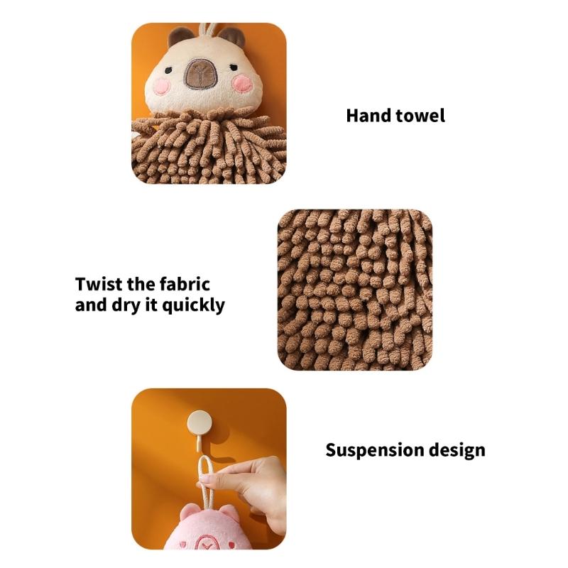 Soft Chenilles Hand Towels for Bathroom Kitchen Quick Dry Decorative Hand Bath Towels Hanging Hand Drying Towel with Loop