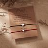 Heart-Shaped Red & Black Adjustable Couple Bracelets (2 Pieces) - Japanese & Korean Style