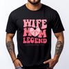 Wife Mom Legend Cool Moms Club Mothers Day Coquette Pink Bow Black Graphic T Shirts Funny Camisetas Loose