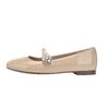 Fashion Flat Shoes for Women 2025 Spring and Autumn Casual Diamonds Square Toe Pure Color Mary Jane Ballet Shoes for Women Ladies
