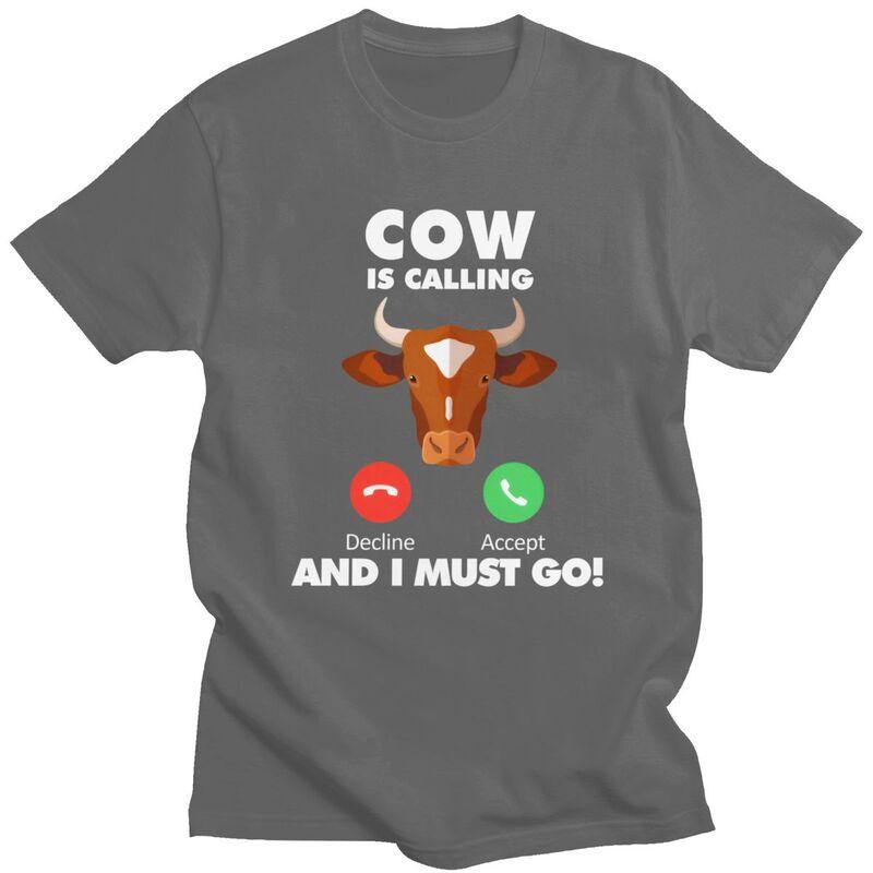 My Cow Is Calling T Shirt Men Women Animals Lover Tshirts Streetwear Casual Graphic Tee Tops Loose Oversized Clothes