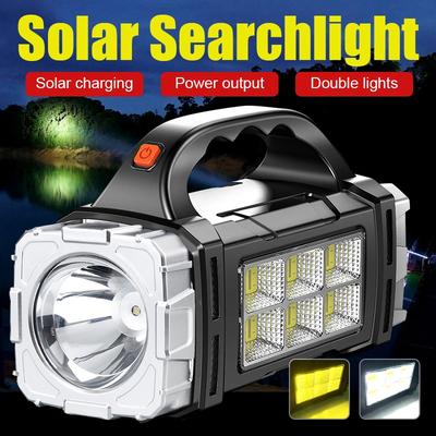 2026 Torcia LED Potente USB+Solare Ricaricabile Torcia COB Campeggio Outdoor Torcia Portatile Searchlight Power Bank Outdoor