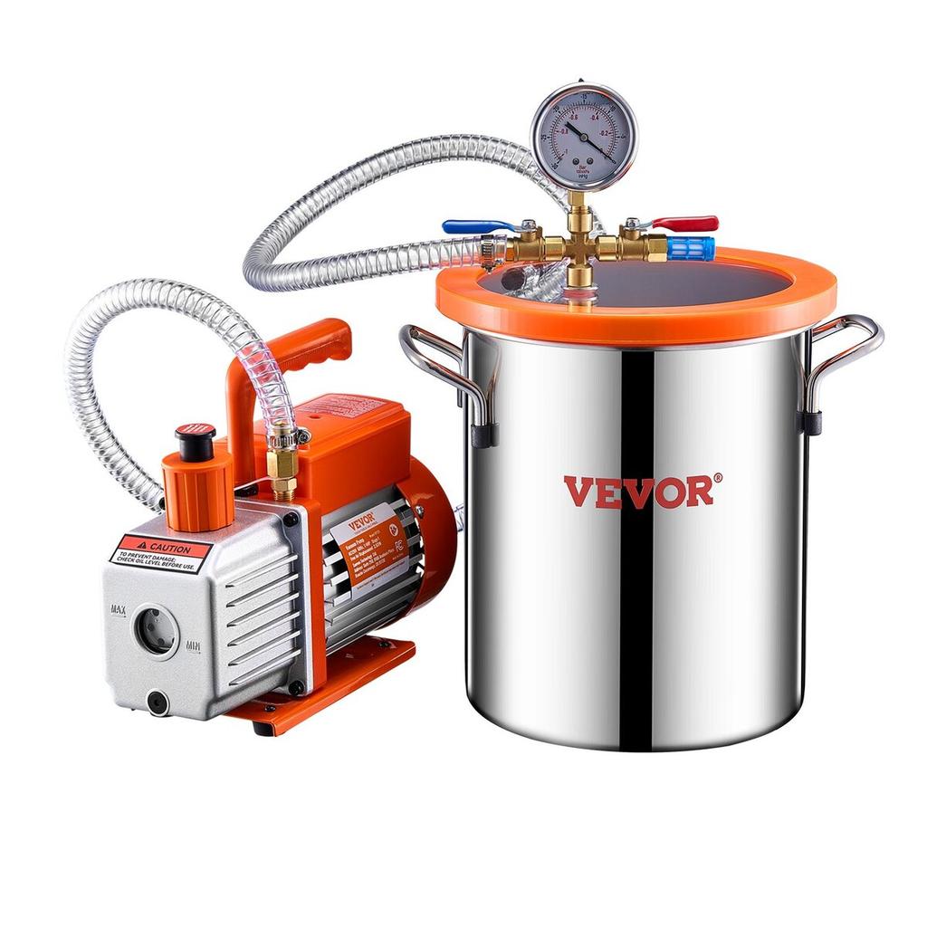 1.5 Gallon Vacuum Chamber 3.5CFM Single Stage Pump Degassing Chamber Kit