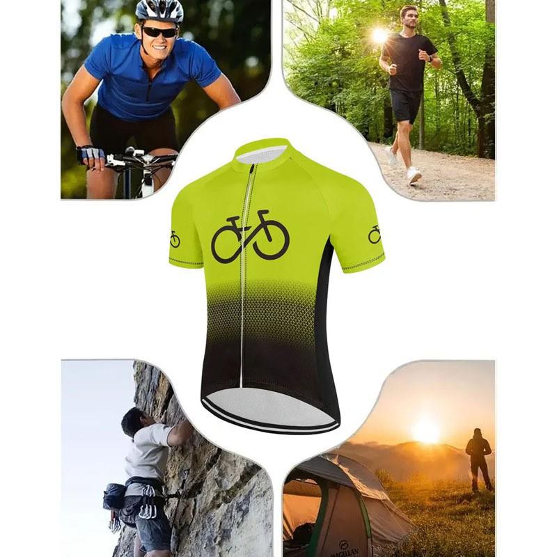 Mens Cycling Jersey Short Sleeve Breathable Quick Dry Bike Shirt Road Team Wear