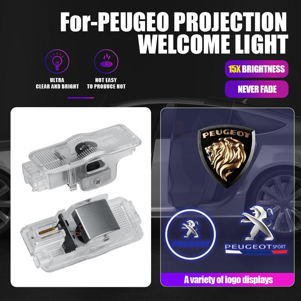 2PCS Original Car Door LED Welcome Light Auto Emblem Laser Projector Lamp Decor Accessories For Peugeot 407 CRZ 508 2010-2011