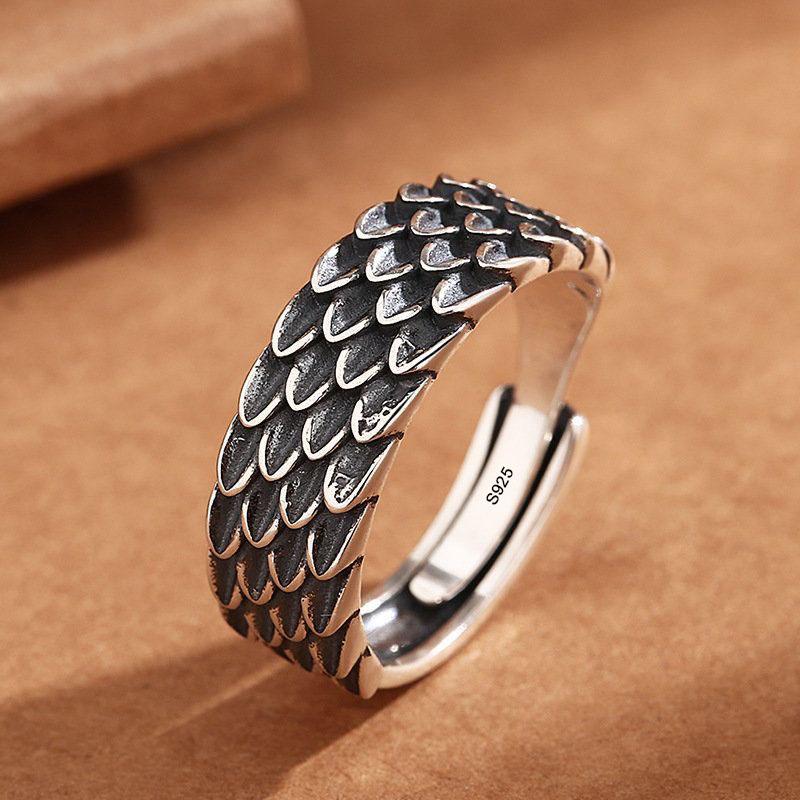 

925 Sterling Silver Rings For Women Geometric Fine Jewelry Finger Adjustable Simple Feather Ring For Party Birthday Gift resizable