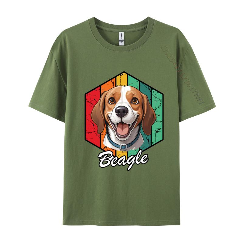 Beagle Retro TShirt 3D Style Cotton Men Tops T Shirt Smiling Beagle Dog Print Fitted T Shirt Mens Tees Custom