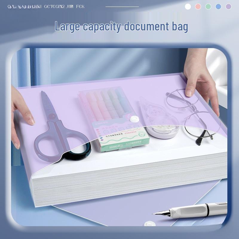 Transparent Large Capacity Snap Button File Bag for Students