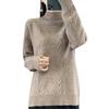 Women's High Neck Wool Sweater - Thick, Loose Knit Top for Autumn/Winter