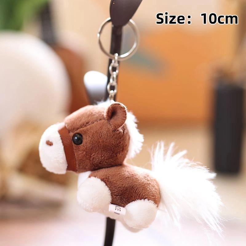 2026 Chinese New Year Mascot Horse Keychain Cartoon Simulation Pony Plush Doll Pendant Cute Bag Hanging Ornament Couple Gifts