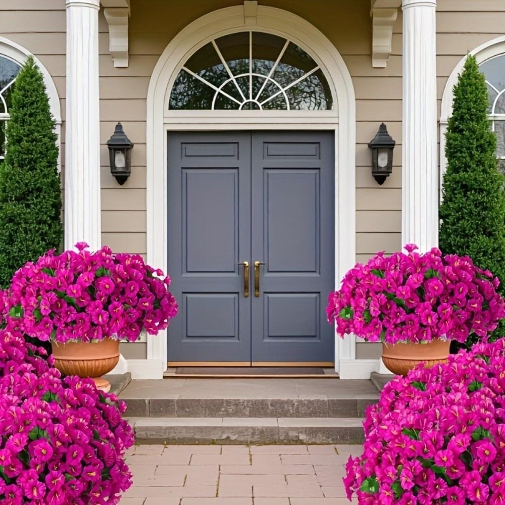 Plastic Artificial Morning Glory Flowers UV Resistant Fake Plants Artificial Greenery  Outdoor