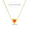 Edelstahl Farbiger Zirkon Inlay Herz Liebe Anhänger Halskette Damen Neue Mode Seilkette Schmuck Glamourös