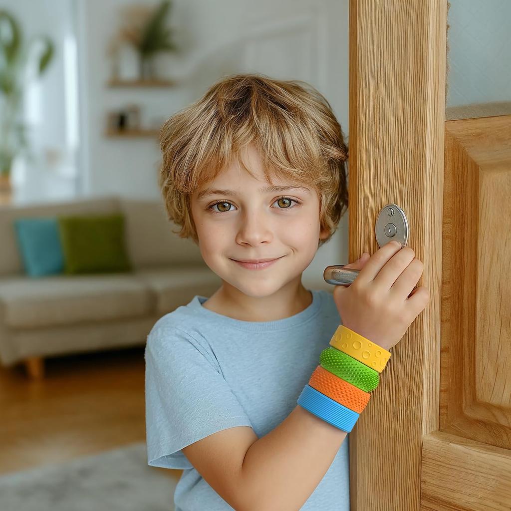 6 Pack Sensory Fidget Toys Slap Bracelets, Textured Silicone Sensory Toys for Kids, Calming Tool for Special Needs, Wearable Anxiety Relief Toys for