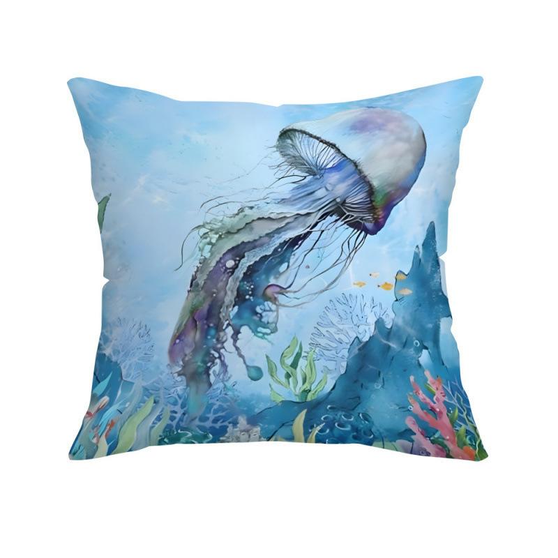 

New Hand-painted Retro Marine Life Linen Pillow Cover Home Decoration Pillow Cushion Cover 45*45cm