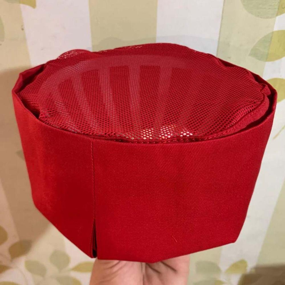 Wear Resistant Chef Flat Top Caps Mesh Head Circumference Breathable Sushi Cap  Both Sexes Chef