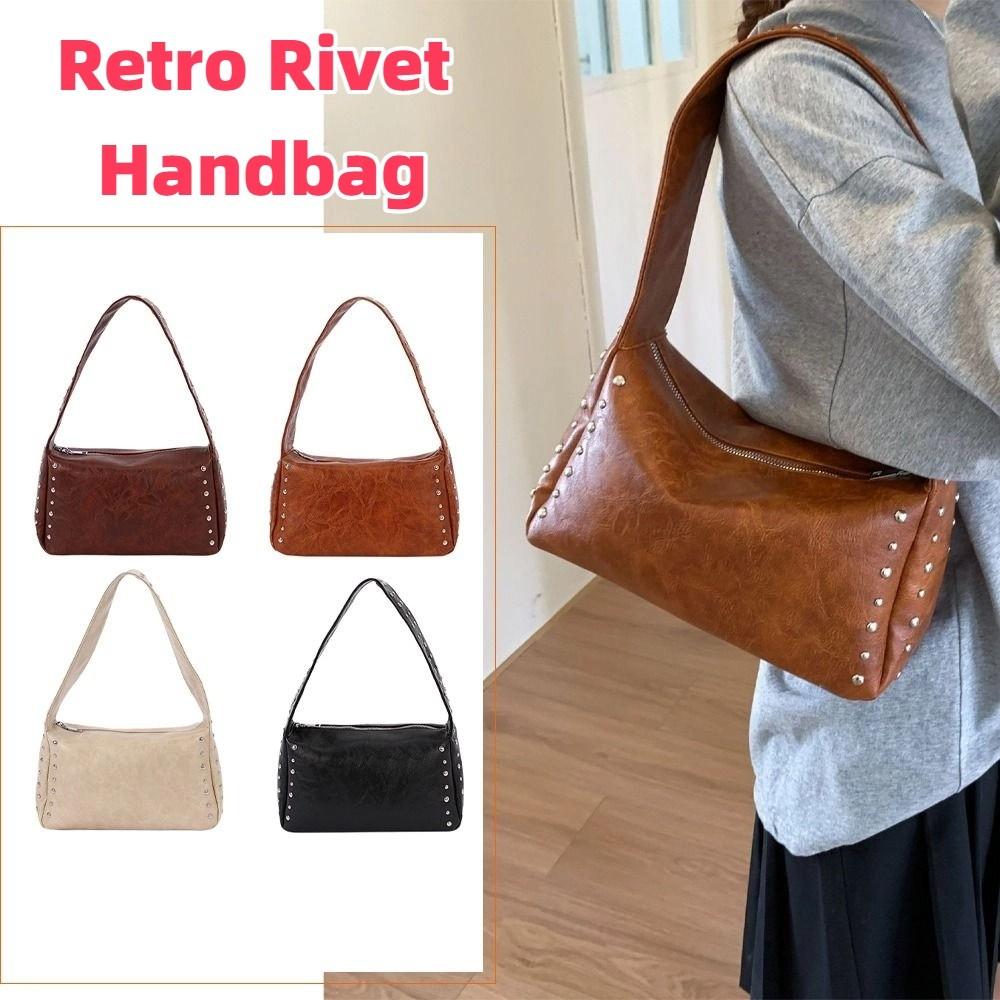 French Retro Rivet Handbag Spicy Girl Style Commuting Shoulder Bag Pillow Underarm Bag  Winter
