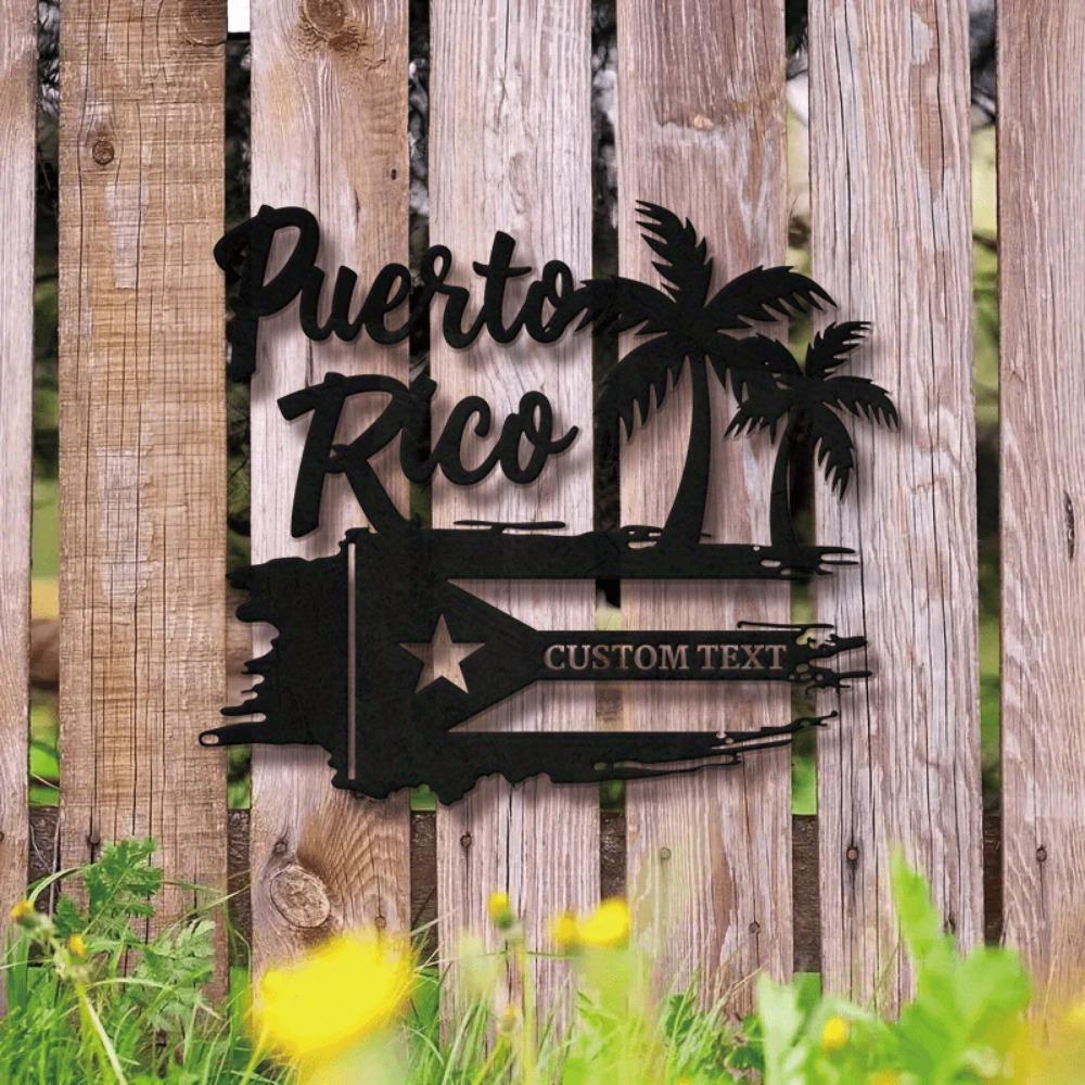 Sturdy Puerto Rico Pride Wall Decor Lively Boricua Heritage Sign for Living Room Patio