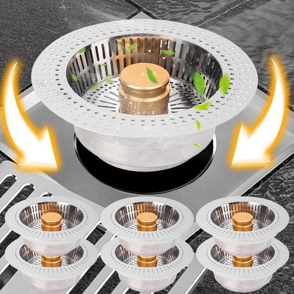 Pop-Up Sink Leak Stopper Stainless Steel Bounce Core Drainer Practical Food Catcher Strainer