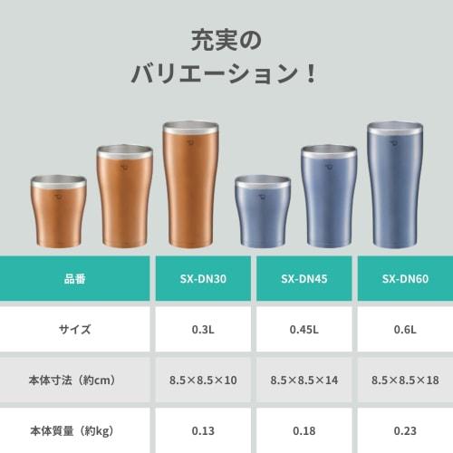 Zojirushi Mahobin Nerezový hrnek na pohárek Dvojitá vakuová tepelná izolace Izolace za studena 600ml Čirá modrá SX-DN60-AC