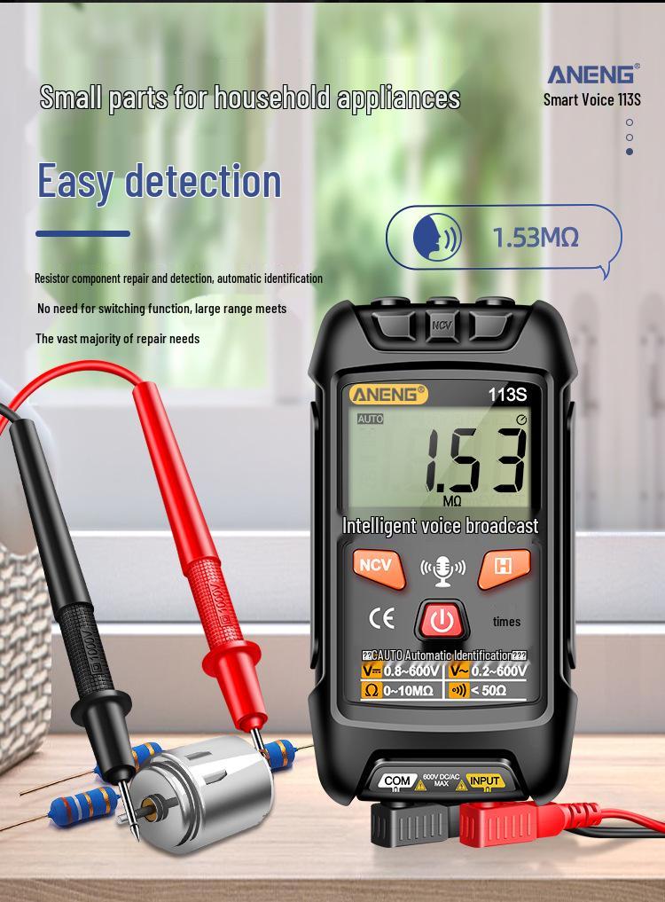 ANENG 113S Digital Smart Voice Multimeter: High-Precision, Multi-function, Fully Automatic Electrician's Universal Meter.