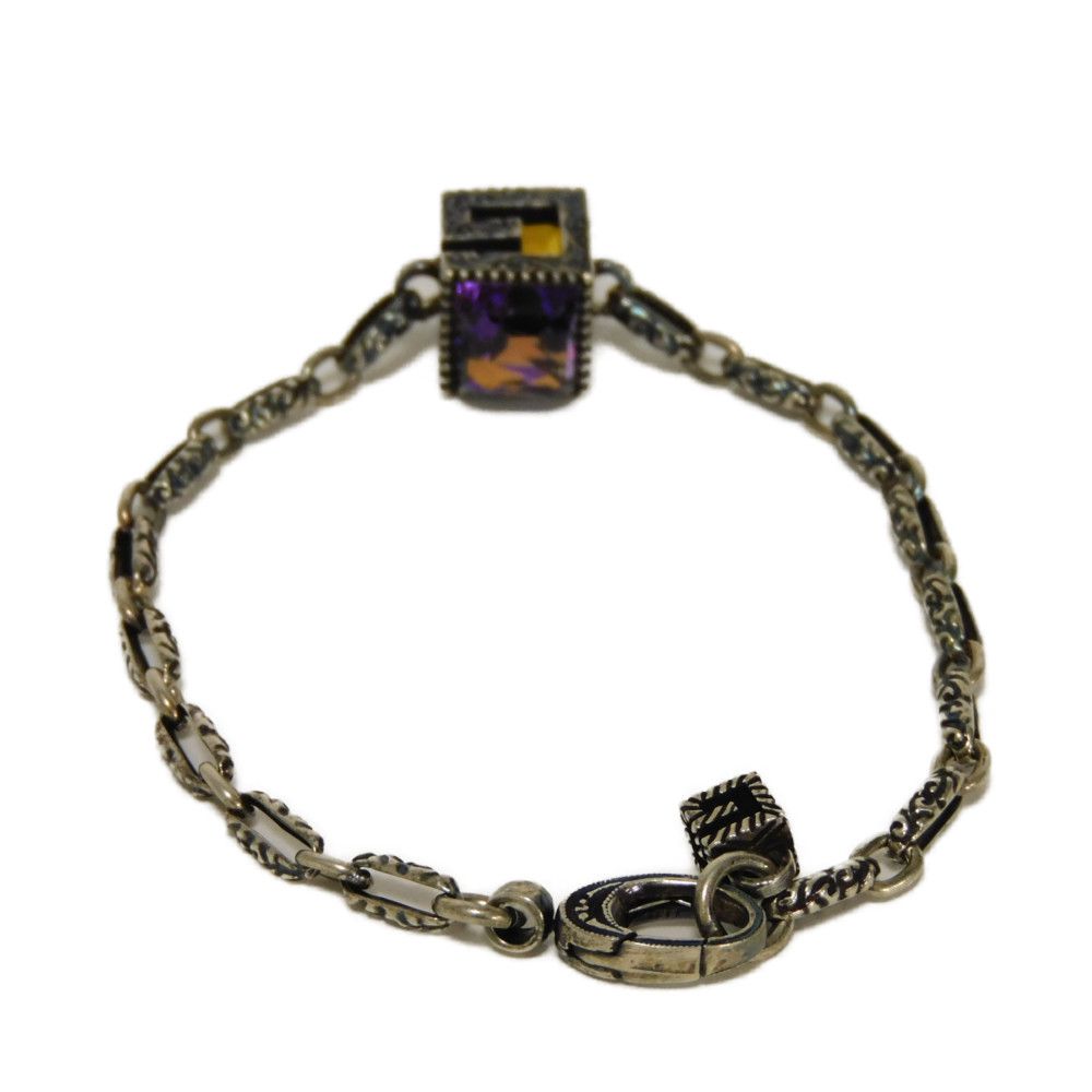 Used 9539 G Cube Crystal 550888 J7863 8192 7986 17 Square G Chain with Smoked Rhinestones, Excellent Condition